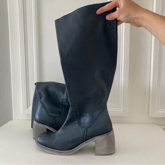 Free People Essential Tall Slouch Boots Black Leather Sz 40 - Picture 6 of 10
